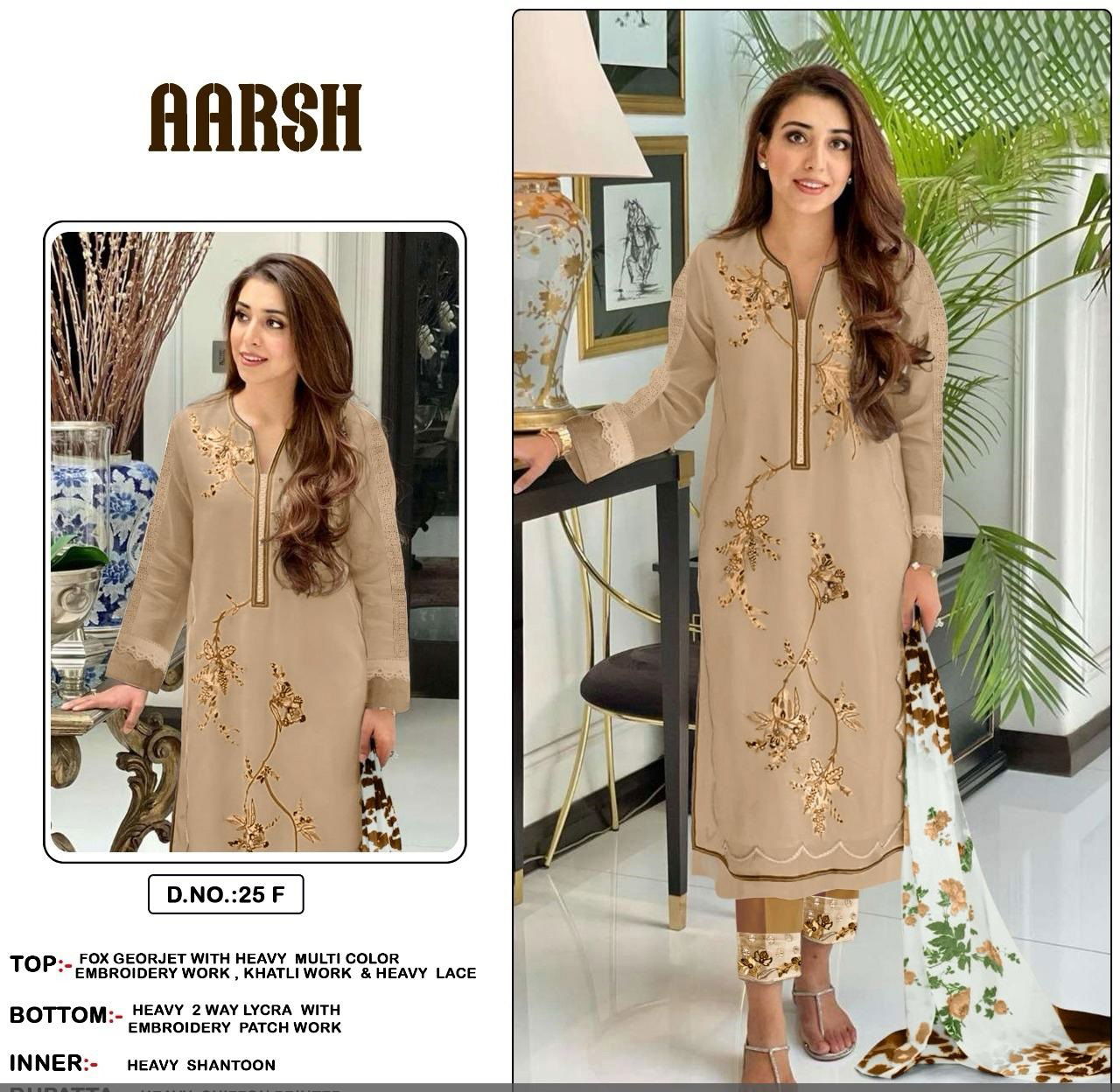 Aarsh 025 Embroidery Georgette Pakistani Readymade Suits Wholesale Shop In Surat